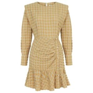 Nocturne Plaid Shoulder Pad Mini Dress 38